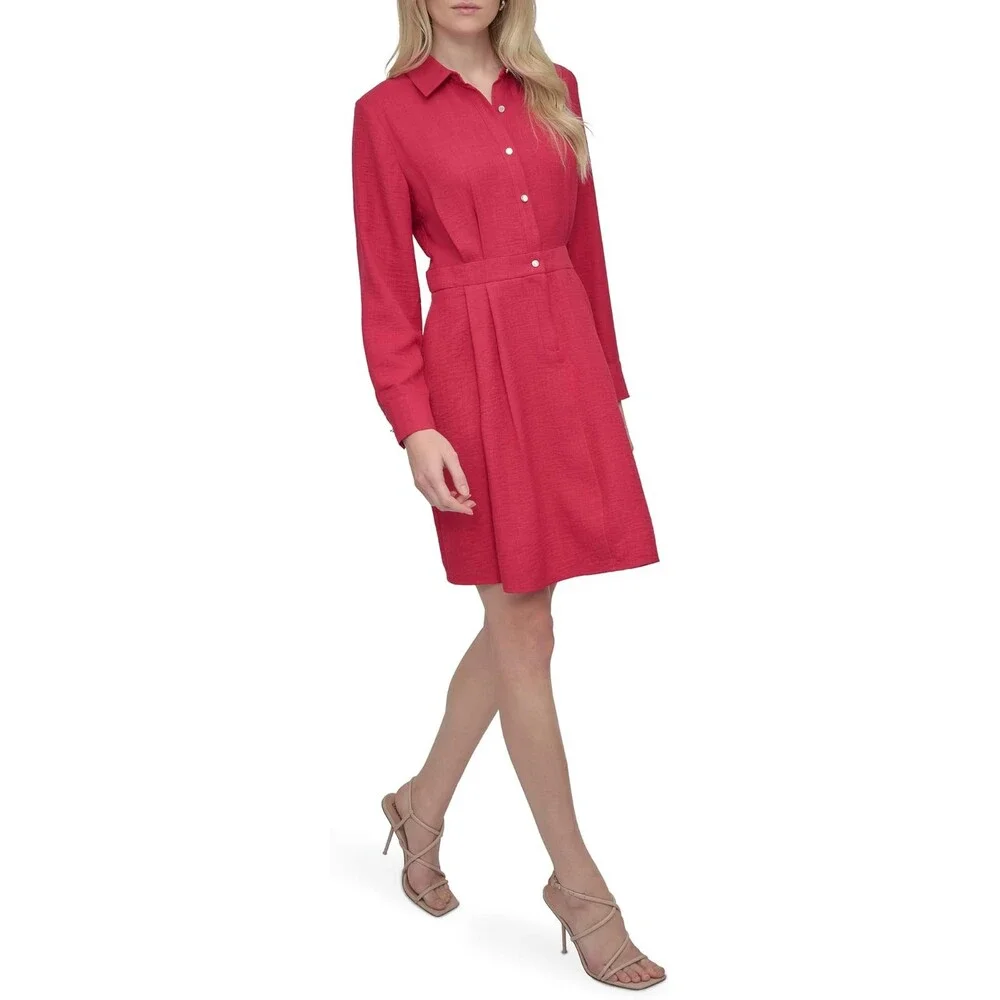 NEW DKNY Women's 16 Collared Neck Long Sleeve Button Down Dress • Reg Price $129 - Picture 3 of 5